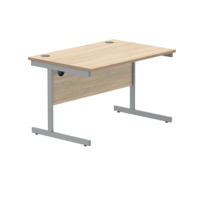 Polaris Rectangular Single Upright Cantilever Desk 1200mm x 800mm x 730mm Canadian Oak Silver 831809 F