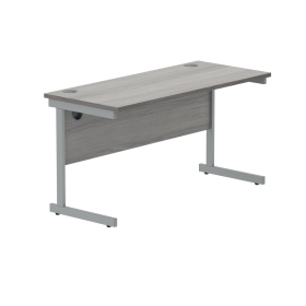Polaris Rectangular Single Upright Cantilever Desk 1400mm x 600mm x 730mm Alaskan Grey Oak Silver 831835 F