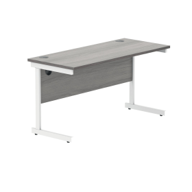 Polaris Rectangular Single Upright Cantilever Desk 1400mm x 600mm x 730mm Alaskan Grey Oak White 831838 F