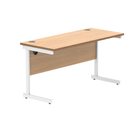 Polaris Rectangular Single Upright Cantilever Desk 1400mm x 600mm x 730mm Norwegian Beech White 831801 F
