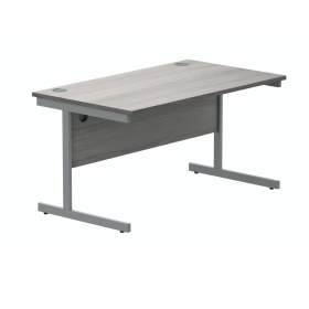 Polaris Rectangular Single Upright Cantilever Desk 1400mm x 800mm x 730mm Alaskan Grey Oak Silver 831836 F