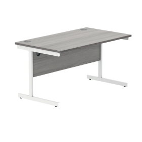 Polaris Rectangular Single Upright Cantilever Desk 1400mm x 800mm x 730mm Alaskan Grey Oak White 831680 F
