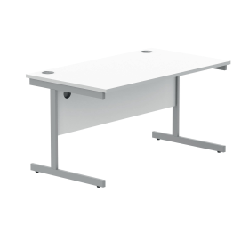 Polaris Rectangular Single Upright Cantilever Desk 1400mm x 800mm x 730mm Arctic White White 831832 F
