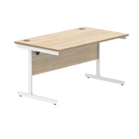 Polaris Rectangular Single Upright Cantilever Desk 1400mm x 800mm x 730mm Canadian Oak White 831826 F