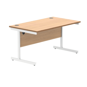 Polaris Rectangular Single Upright Cantilever Desk 1400mm x 800mm x 730mm Norwegian Beech White 831804 F