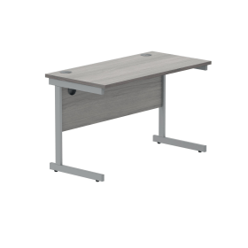 Polaris Rectangular Single Upright Cantilever Desk 1400mm x 800mm x 730mm White Silver 831674 F