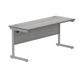 Polaris Rectangular Single Upright Cantilever Desk 1600mm x 600mm x 730mm Alaskan Grey Oak Silver 831677 F
