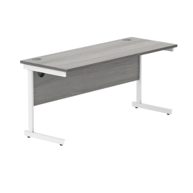 Polaris Rectangular Single Upright Cantilever Desk 1600mm x 600mm x 730mm Alaskan Grey Oak White 831839 F