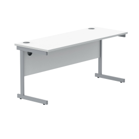 Polaris Rectangular Single Upright Cantilever Desk 1600mm x 600mm x 730mm Arctic White Silver 831673 F
