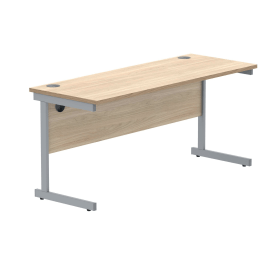 Polaris Rectangular Single Upright Cantilever Desk 1600mm x 600mm x 730mm Canadian Oak Silver 831808 F