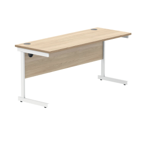 Polaris Rectangular Single Upright Cantilever Desk 1600mm x 600mm x 730mm Canadian Oak White 831825 F
