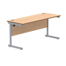Polaris Rectangular Single Upright Cantilever Desk 1600mm x 600mm x 730mm Norwegian Beech Silver 831796 F
