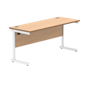 Polaris Rectangular Single Upright Cantilever Desk 1600mm x 600mm x 730mm Norwegian Beech White 831802 F