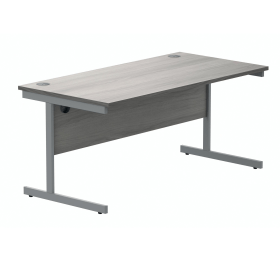 Polaris Rectangular Single Upright Cantilever Desk 1600mm x 800mm x 730mm Alaskan Grey Oak Silver 831837 F
