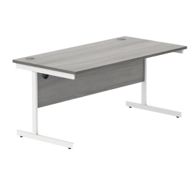 Polaris Rectangular Single Upright Cantilever Desk 1600mm x 800mm x 730mm Alaskan Grey Oak White 831681 F