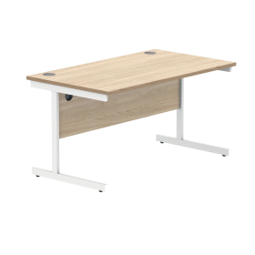 Polaris Rectangular Single Upright Cantilever Desk 1600mm x 800mm x 730mm Canadian Oak White 831827 F