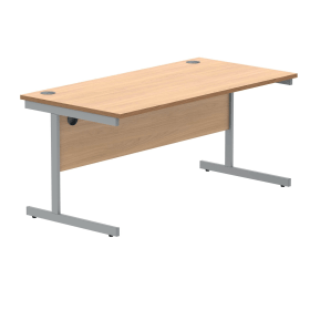 Polaris Rectangular Single Upright Cantilever Desk 1600mm x 800mm x 730mm Norwegian Beech Silver 831799 F