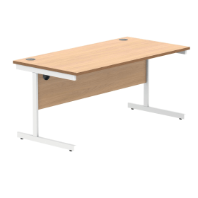 Polaris Rectangular Single Upright Cantilever Desk 1600mm x 800mm x 730mm Norwegian Beech White 831805 F