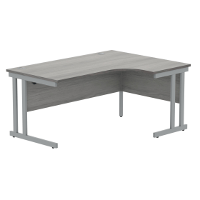 Polaris Right Hand Radial DU Cantilever Desk 1600mm x 1200mm x 730mm Alaskan Grey Oak Silver 831730 F
