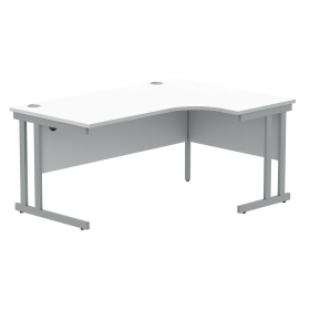 Polaris Right Hand Radial DU Cantilever Desk 1600mm x 1200mm x 730mm Arctic White Silver 831714 F