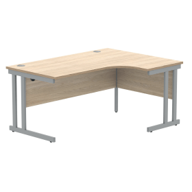 Polaris Right Hand Radial DU Cantilever Desk 1600mm x 1200mm x 730mm Canadian Oak Silver 831858 F