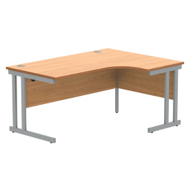 Polaris Right Hand Radial DU Cantilever Desk 1600mm x 1200mm x 730mm Norwegian Beech Silver 831844 F