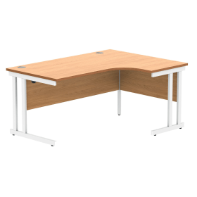 Polaris Right Hand Radial DU Cantilever Desk 1600mm x 1200mm x 730mm Norwegian Beech White 831851 F