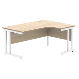 Polaris Right Hand Radial Double Upright Cantilever Desk 1600mm x 1200mm x 730mm Canadian Oak White 831866 F