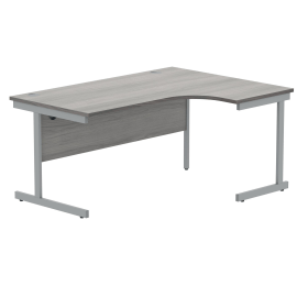 Polaris Right Hand Radial SU Cantilever Desk 1600mm x 1200mm x 730mm Alaskan Grey Oak Silver 831792 F