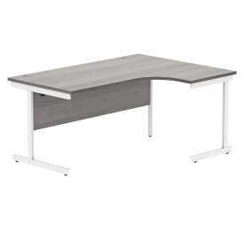 Polaris Right Hand Radial SU Cantilever Desk 1600mm x 1200mm x 730mm Alaskan Grey Oak White 831794 F