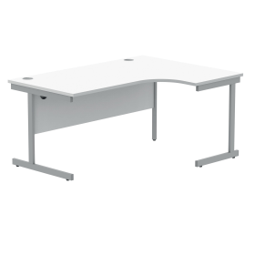 Polaris Right Hand Radial SU Cantilever Desk 1600mm x 1200mm x 730mm Arctic White Silver 831788 F