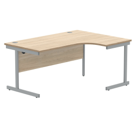 Polaris Right Hand Radial SU Cantilever Desk 1600mm x 1200mm x 730mm Canadian Oak Silver 831784 F