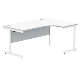 Polaris Right Hand Radial Single Upright Cantilever Desk 1600mm x 1200mm x 730mm Arctic White White 831790 F