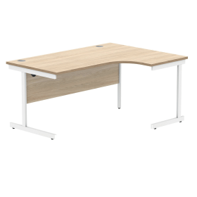 Polaris Right Hand Radial Single Upright Cantilever Desk 1600mm x 1200mm x 730mm Canadian Oak White 831786 F
