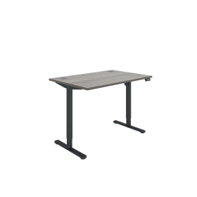 Polaris Single Motor Sit Stand Desk 1200mm x 800mm Grey Oak Black 894230 F