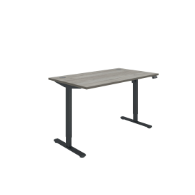 Polaris Single Motor Sit Stand Desk 1400mm x 800mm Grey Oak Black 894222 F