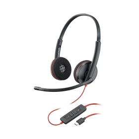 Poly Blackwire 3220 Wired On Ear Stereo UC USB C A Headset Black 852499 F