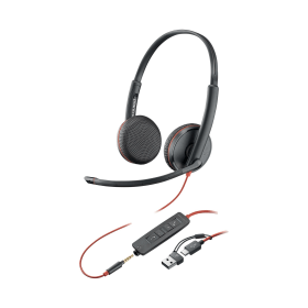 Poly Blackwire 3225 Wired Stereo On Ear USB C A Headset Bulk Black 852498 F