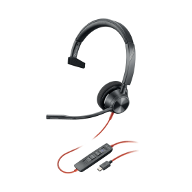 Poly Blackwire 3310 Monaural Wired On Ear USB C A Headset Black 885451 F