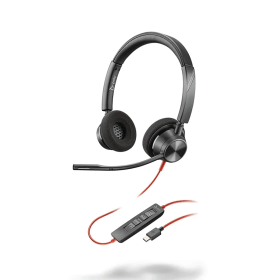 Poly Blackwire 3320 Wired On Ear Stereo USB C A Headset Black 852299 F