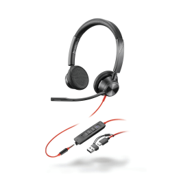 Poly Blackwire 3325 Wired On Ear Stereo 3.5mm USB C A Headset Black 852234 F