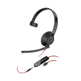 Poly Blackwire 5210 Wired On EarMonaural 3.5mm USB C A Headset Bulk 893028 F