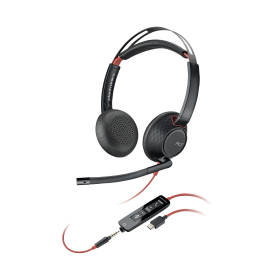Poly Blackwire 5220 Wired On Ear Stereo 3.5mm USB C A Headset Bulk Black 893029 F