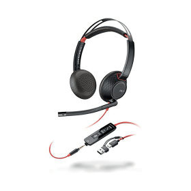 Poly Blackwire 5220 Wired On Ear Stereo USB C Headset Black 852277 F