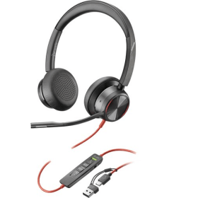 Poly Blackwire 8225 Wired On Ear Stereo UC USB C A Headset Black 883586 F