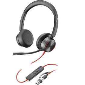 Poly Blackwire 8225 Wired On Ear Stereo USB C A Headset Black 858643 F