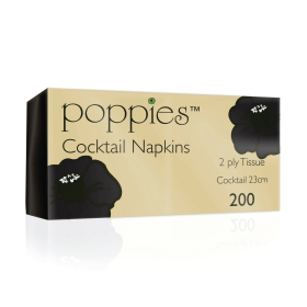 Poppies Cocktail Napkins Black 4000 Pack 929950 F