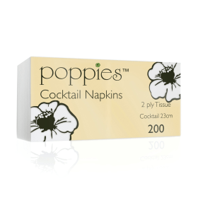 Poppies Cocktail Napkins White 2000 Pack 929954 F