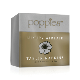Poppies Tablin Napkins 8 Fold 40cm Grey 500 Pack 929955 F