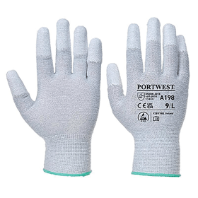 Portwest Anti Static PU Fingertip Gloves Grey 2XS 12 Pack 860468 F